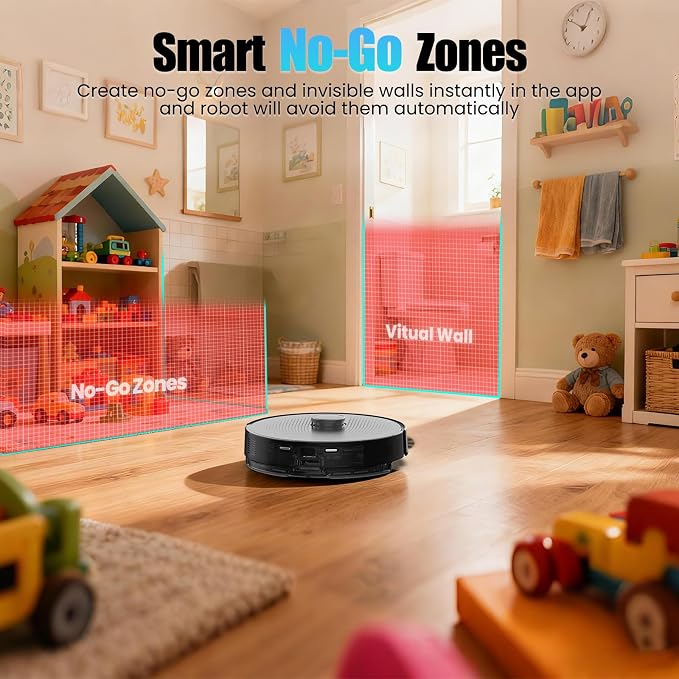 E10+GR Robot Vacuum and Mop with Self-Emptying, 8,000Pa Suction, 75-Day Hands-Free Cleaning, Lidar Navigation, No-Go Zone, Home Mapping, 2.4 GHz WiFi