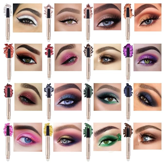 Silver Gray Eyeshadow Stick Makeup, Long-Lasting Waterproof Eye Shadow Pencil, Hypoallergenic Smudge-Proof Glitter Primer Palette Shimmer Eyeliner, Easy to Blend Eye Make Up