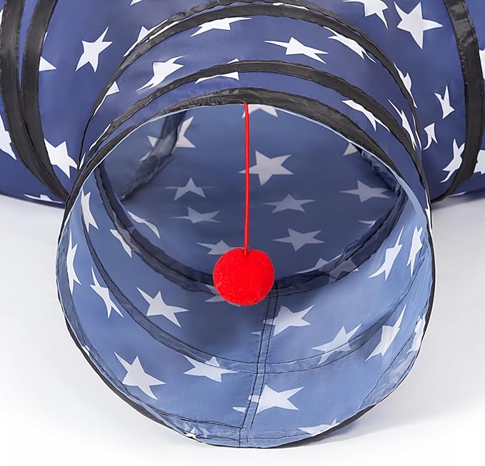 Tempcore Cat Tunnel, 3-Way Collapsible Toy for Indoor Cats, Pentagram