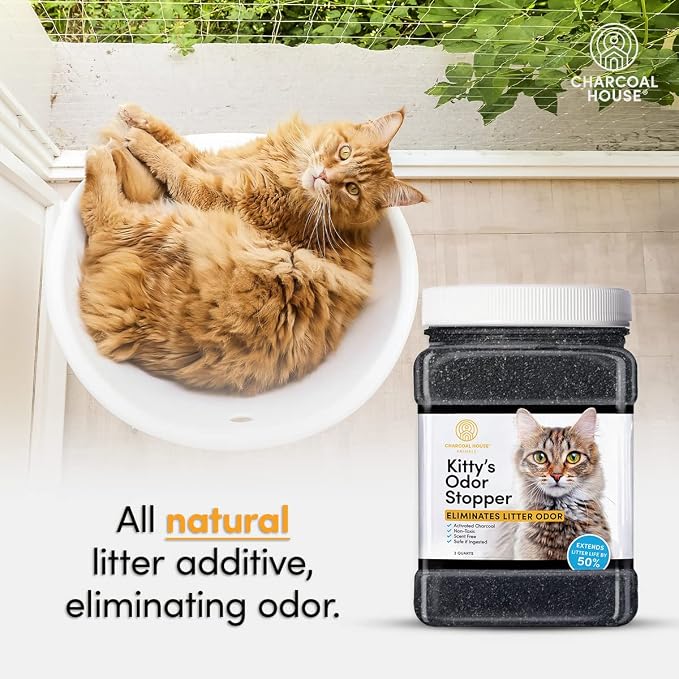 Kitty's Odor Stopper - 4 lbs of Activated Charcoal Cat Litter Box Odor Eliminator | Friendly Freshener | Unscented Deodorizer - Child Safe, Non-Toxic & Fresh | Extends Feline Litter Life