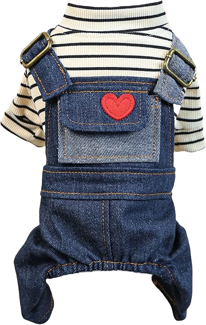 Dog Stylish Overalls Comfortable Puppy One Piece Outfits Summer Bib Overalls for Small Dogs Cute Pet Jumpsuit Onesie Chihuahua Yorkies Birthday Holiday Clothes Costume