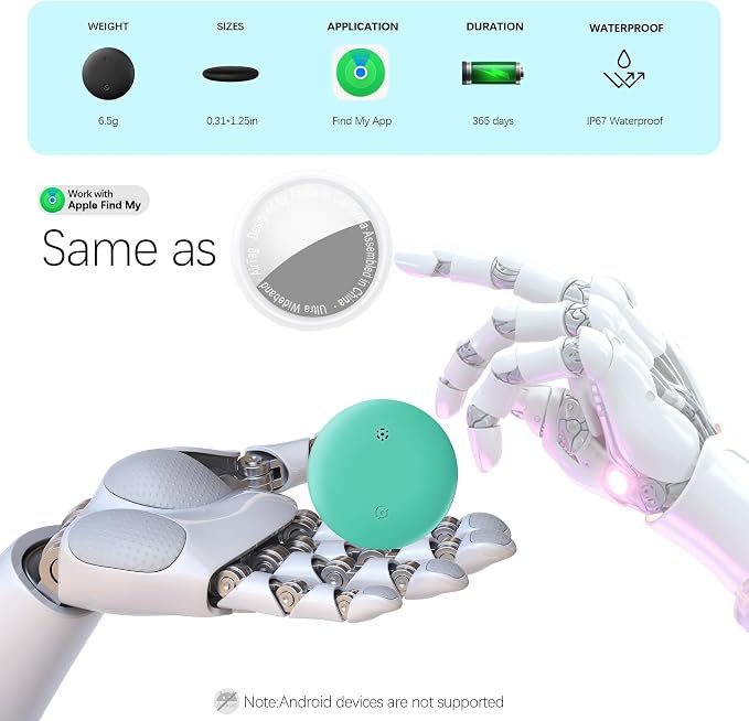 Cat Tracker, GPS Pet Tracker for Cats (Only iOS), Leather Cat Collar with Tracker, Works with Any Collar, No Monthly Fee, Compatible with Apple Find My App not for Android (Olive Green)
