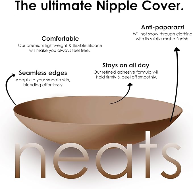 NEATS Nipple Covers for Women, Reusable & Hypoallergenic Adhesive Silicone Pasties
