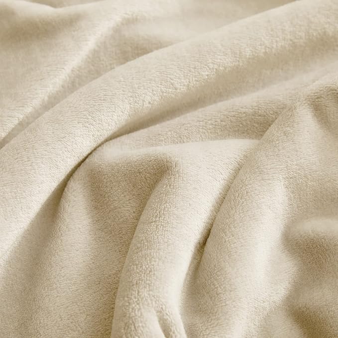 KMUSET Super Soft Throw Blanket Premium Silky Flannel Fleece Throw Size Beige Microfiber Lightweight Blanket All Season Use