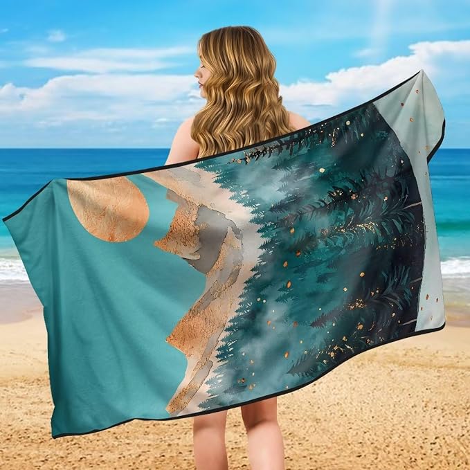 INSTANTARTS Mountain Peak Moon Car Seat Cover Protector Sweat Towel Multi-Functional Car Towel