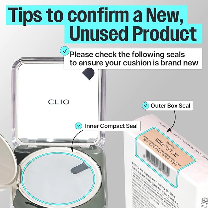 CLIO Kill Cover Founwear Cushion The Original – 20 Shades, Buildable Light to Medium Coverage, Natural Finish, Korean Makeup Foundation, Long-Lasting Skin Fit, 26C SHELL BEIGE