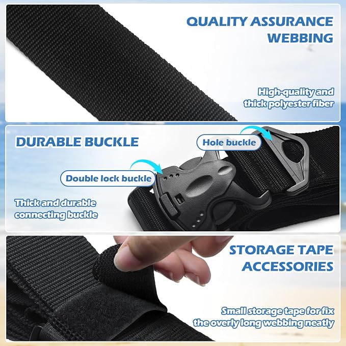 3 Pcs Floating Mat Straps with Quick-Release Double Lock Buckle, Multifunctional Floating Water Mat Straps with Hole Buckle & Carry Handle for Baby Crawling Mat, Yoga, Camping