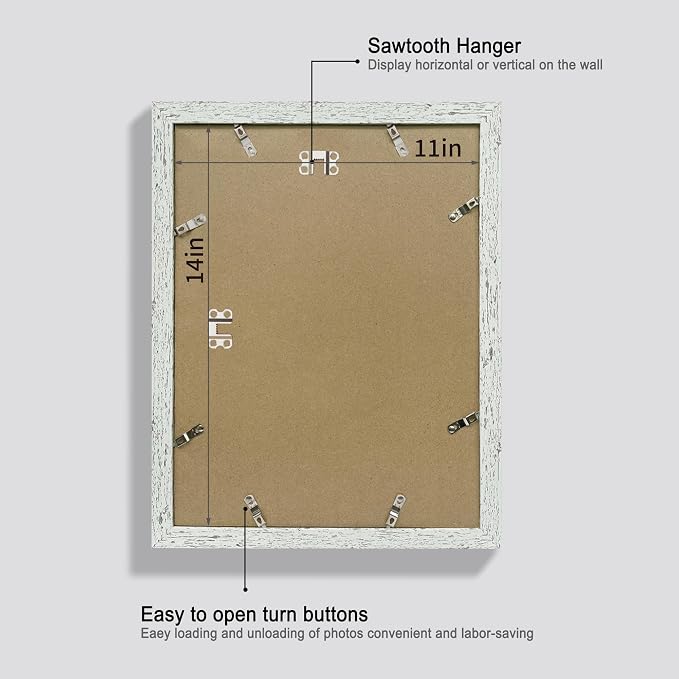 Hongkee 11x14 Picture Frame Set of 4, Made of Real Glass and Sage Green Wooden Frame, Display 8x10 Pictures with Mat or 11 x 14 Posters without Mat for Wall Mounting, Gallery Photo Frames