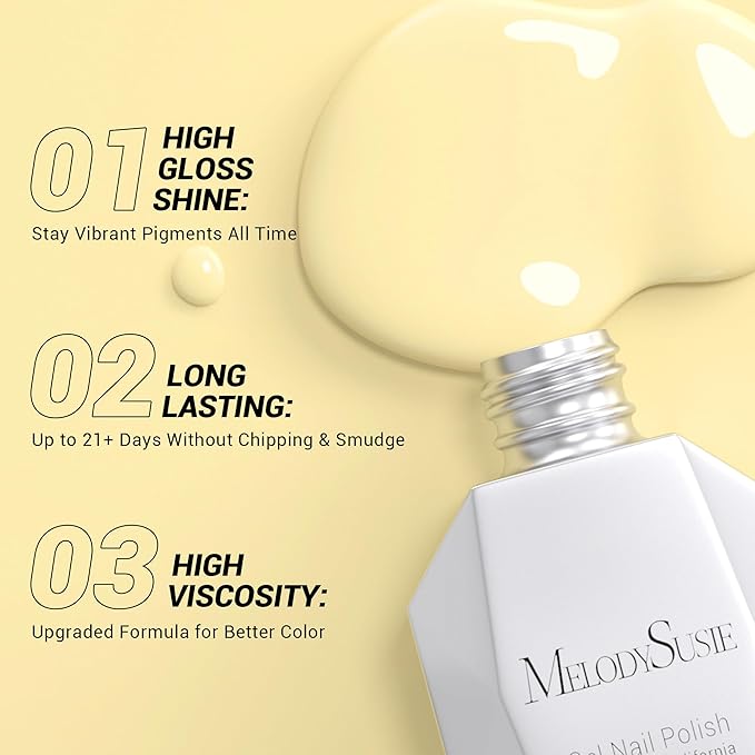MelodySusie Thick Yellow Gel Nail Polish,0.5fl oz Pastel Soak Off UV LED Creamy Yellow Gel Polish Gift for Women Nail Art Manicure Salon DIY Nail Design Decoration at Home-310-A1902