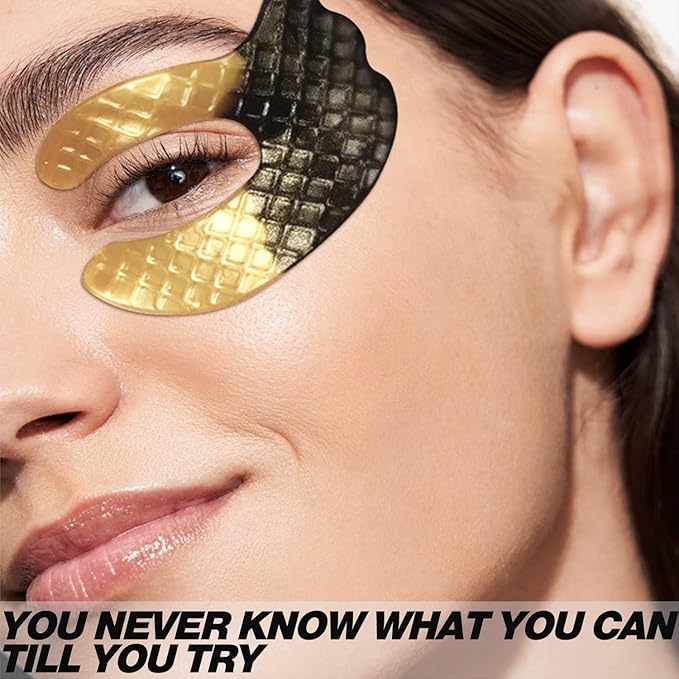 ICANdOIT 24K Gold Eye Mask For Dark Circles&Puffiness,Anti-Aging,Anti-Wrinkle With Hyaluronic Acid and Collagen,Eye Zone Care Eye Patches for All Skin Types,21Pairs