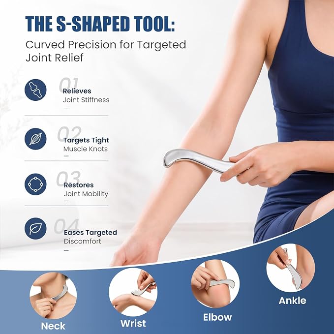 THLHKD 3 in 1 Muscle Scraper Tools Set, Stainless Steel Gua Sha Scraping Massage Tool for Physical Therapy, Sports Injury Recovery, Pain Relief Deep Tissue Massage