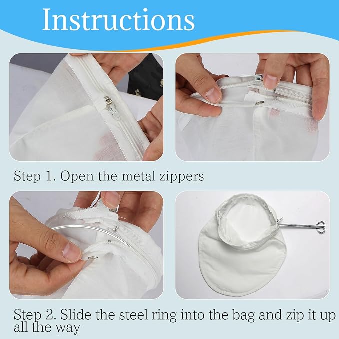 Fine Mesh Strainer, 6Pcs Reusable Cloth Strainer Bags with Stainless Steel Handle, Nut Milk Bag, Juice Strainer for Kitchen