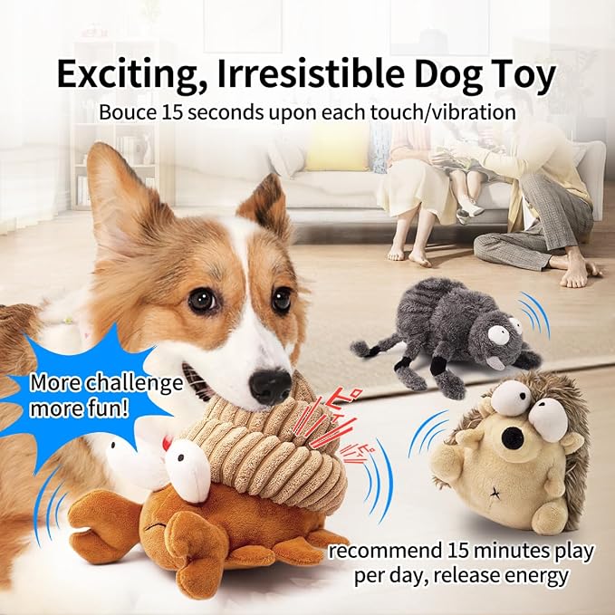 Interactive Dog Toys, Moving Squeaky Plush Dog Toy-Hermit Crab