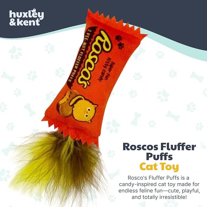 Huxley & Kent Plush Crinkle Catnip Cat Toy, Roscos Fluffer Puffs