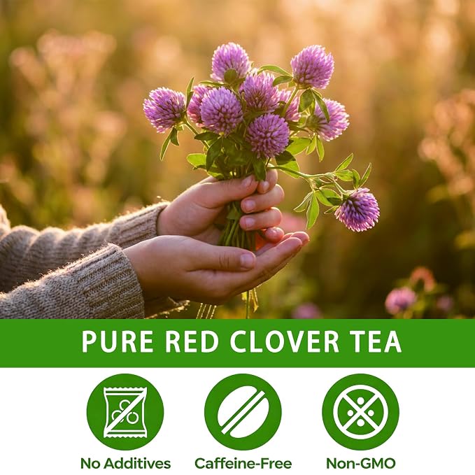 Samcci - Red Clover Tea Bags - 50 Count - Pure Red Clover Herb - Supports Women's Wellness & Balance - Caffeine-Free & Non-GMO - Plant-Based Corn Fiber Mesh Bags