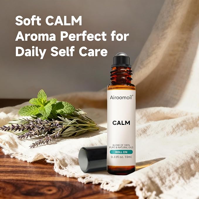Calm Essential Oil Roll On, Pre-Diluted Portable, 0.33Fl Oz | Ready-to-Use, Gentle Floral-Citrus Aroma, for Skin, Aromatherapy Relief, Relax, Convenience, Self Care Gift for Women
