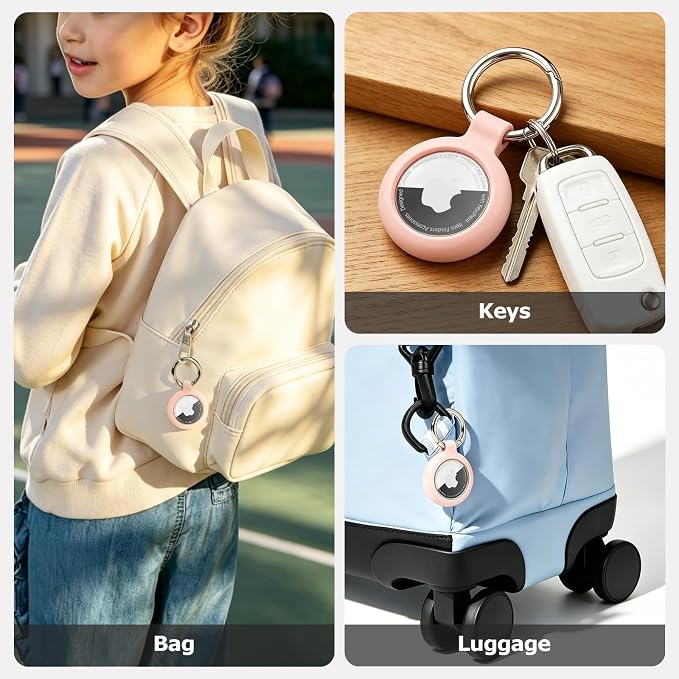 Soft TPU Keychain Holder Case for AirTag, Mint Green | Protective, Clear, Anti-Scratch, Round, For Keys, Luggage, Backpack, Pet Collar, Kids