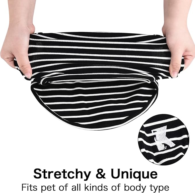 Koneseve Dog Shirt Vest Lightweight Stretchy Dog T-Shirts Soft Cool Sleeveless Stripe Vests Breathable Clothes for Puppy Kitty Cats Small Medium Large Dogs 2 Pack Black + Grey [ L/Large ]