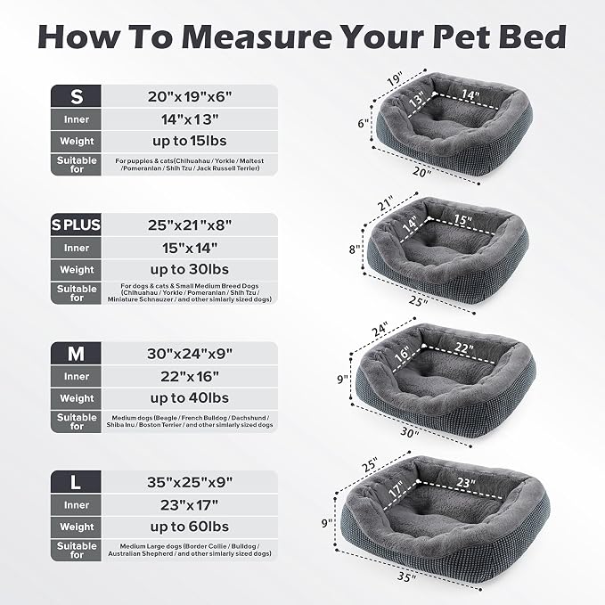 Large Dog Beds for Large Dogs Washable, Rectangle Dog Beds Large Sized Dog, Orthopedic Dog Bed, Warming Soft Sleeping Puppy Bed Durable Pet Bed with Anti-Slip Bottom L(35"x25"x10")