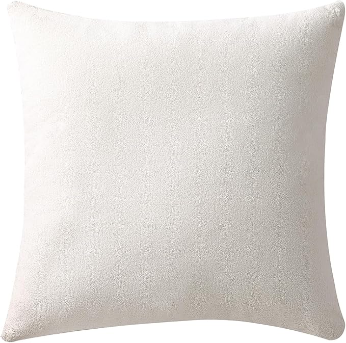 BEEY Throw Pillows with Inserts Included, 16x16 Inches Sofa Square Throw Pillows for Sofa Couch, A Pack of 2 Polyester Decorative Pillow Covers with Inserts for Living Room, Bedroom, Office (White)