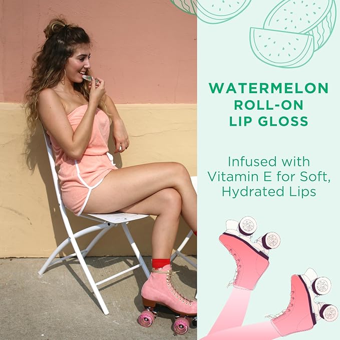 Honestly Margo Roller Girl Roll-On Lip Gloss (Watermelon Alexis, Pack of 2) – Lip Gloss for Women with Hydrating Vitamin E & Moisturizing Shine, Refreshingly Lightweight Your Lip Stain, Non Stick
