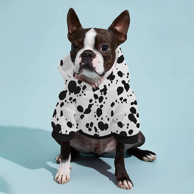 Halloween Dalmatian Dog Costume, Dalmatians Print Winter Clothes Sweaters for Halloween Cosplay Autumn Pets' Wear Dog Winter Hoodies with Pocket for Medium Large Dogs M