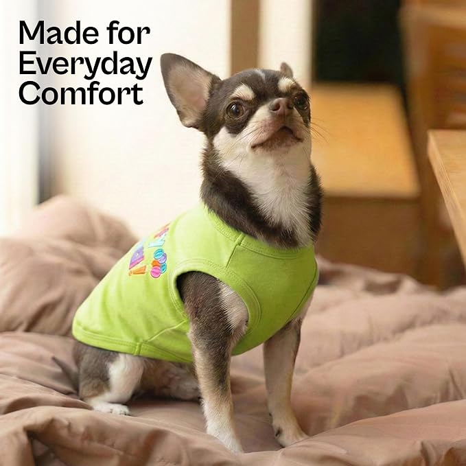 Parisian Pet Dog Shirt – 100% Cotton Shirts for Small Dogs – Sleeveless Puppy Clothes – Lightweight Party Animal Dog Apparel – Breathable Clothes for Dogs - Stretchy Pet T Shirts