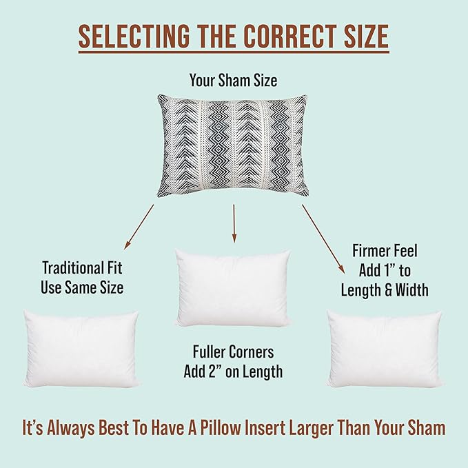Pillowflex Synthetic Down Pillow Insert 16x26 in - Karate Chop Pillow | Set of 2 - Large Rectangle Sham Forms, Plush Polyester Cotton Blend, Cloud-Like Comfort, Clump-Resistant Fill, Smooth Finish