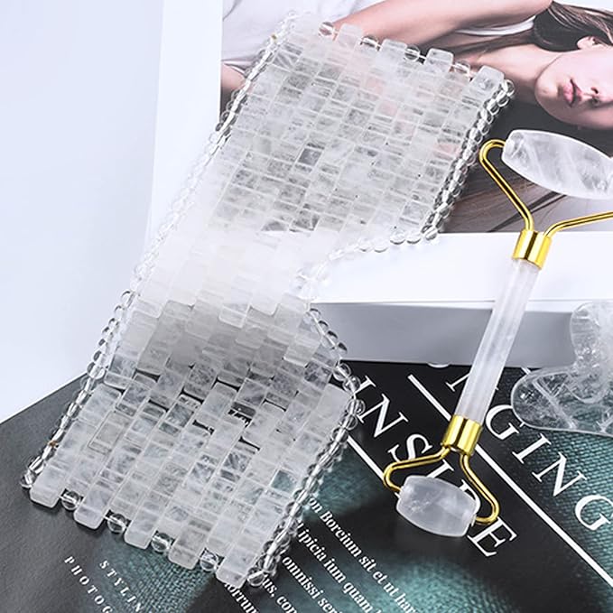ideayard Crystal Eye Mask - Cooling Jade & 100% Clear Quartz Soothe Mask,Anti-Aging Hot or Cold Using, Eye Mask for Puffy Eyes