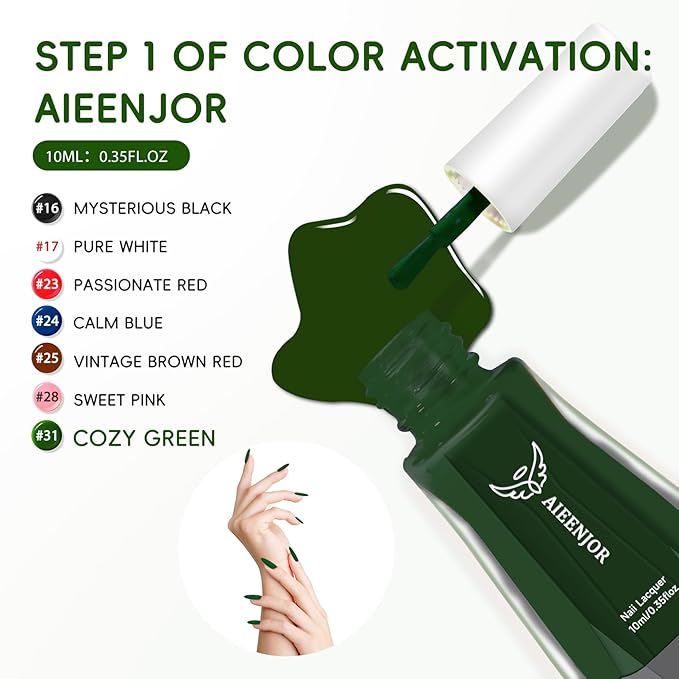 Green Nail Polish, Dark Green Quick Dry Nail Polish, No UV Lamp Needed, Streak Free, Long- Last Fingernail Polish for Nail Manicure Salon DIY Nail Art, 0.35 fl oz