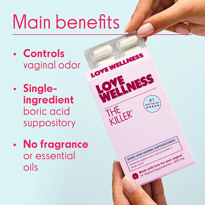 Love Wellness The Killer & Flora Power | Vaginal Suppository Duo with Boric Acid, Probiotics & Vitamin C | Supports pH Balance, Odor Control & Feminine Health | Fragrance-Free, Non-GMO & Paraben Free
