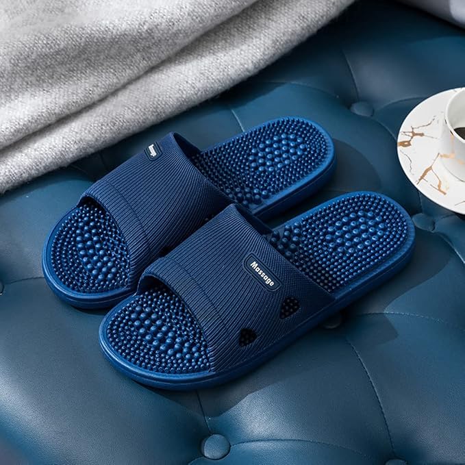 Acupressure Massage Slippers for Plantar Fasciitis for Women Acupuncture Slippers Arthritis Neuropathy Pain Relief Non-Slip Massage Sandals Women Stress Relief Gifts for Bath (US Men 6.5-7.5, Blue)