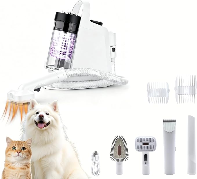 ZYK Dog Grooming Vacuum, All-in-One Professional Pet Grooming Kit (White)