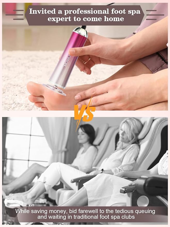 MOWLIE Electric Foot Callus Remover,Foot Scrubber & Callus Remover for Feet Foot Spa Pedicure Tool with 60 Grinding Discs Professional Electric Foot File Ideal (Light Pink)