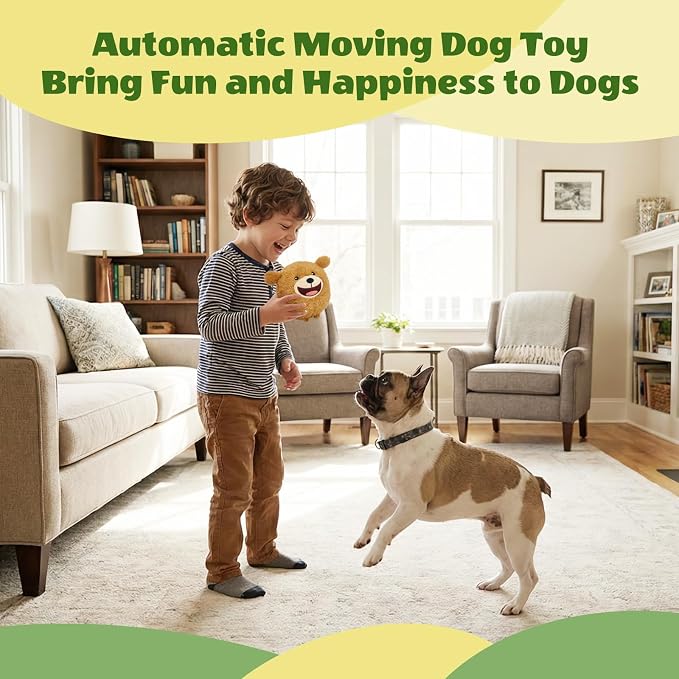 Interactive Dog Toys, Automatic Jumping Moving Dog Ball to Keep Them Busy, Squeaky Plush Chew Toys for Small/Medium/Large Dogs