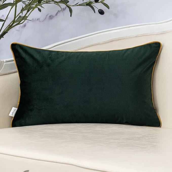 Green Throw Pillow Cover Wavy Cushion Cover Modern Zippered Rectangular Pillowcase for Sofa Couch Bedroom Living Room Home, 12x20 Inch