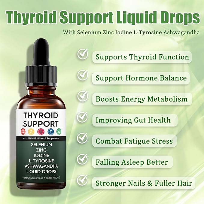 Kindled Thyroid Support Liquid Drops, Actora Thyroid Support Drops with Selenium Zinc Iodine L-Tyrosine Ashwagandha for Hormone Balance - Mood & Energy Supplement - 4 fl. oz. (120mL) (1)