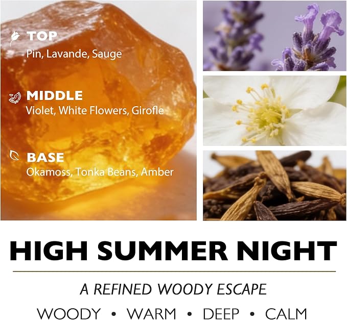 HomeLights High Summer Night Scented Candles | 18oz Soy Candles Industrial Chic 4-Wick Large Candle Jars | Ideal Candle Gifts for Events, Home Decor Stress, Relief & Relaxation