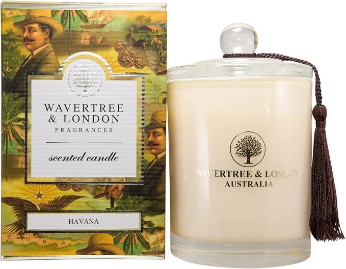 Wavertree & London Organic Havana Scent Soy Wax Candle | Non Toxic 100% Cotton Wick Triple Scented Pure Natural Soy Wax Candles, Hand Poured in Australia | 60 Hours Burning Time, 11.66 Oz