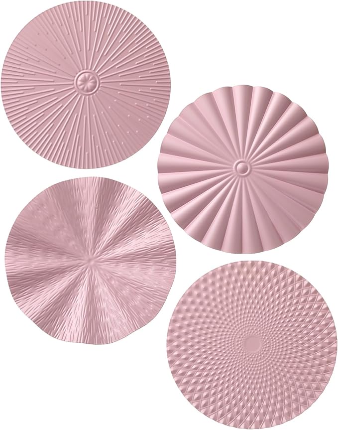 Hicarer 4 Pcs 12 Inch Pink Metal Wall Art Decor Modern Sunburst Hanging Artwork Decor Wall Decorations for Home Bedroom Bathroom Living Room Office Sculpture