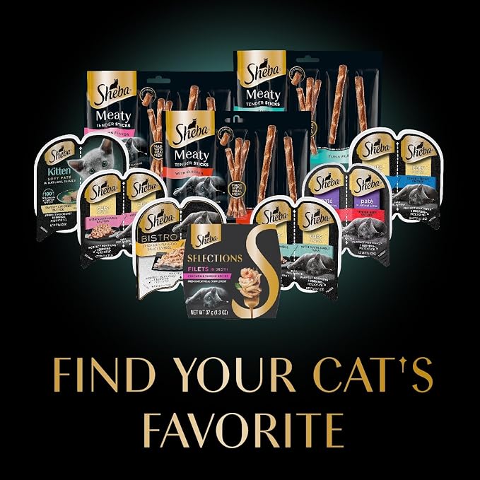 Sheba Selections Wet Cat Food Complement, Chicken & Shrimp, 1.3 oz, 12 ct | Grain-free, Real chicken #1 ingredient, tender pieces in broth, meal topper or complement, no artificial flavors, 1.3 oz cups