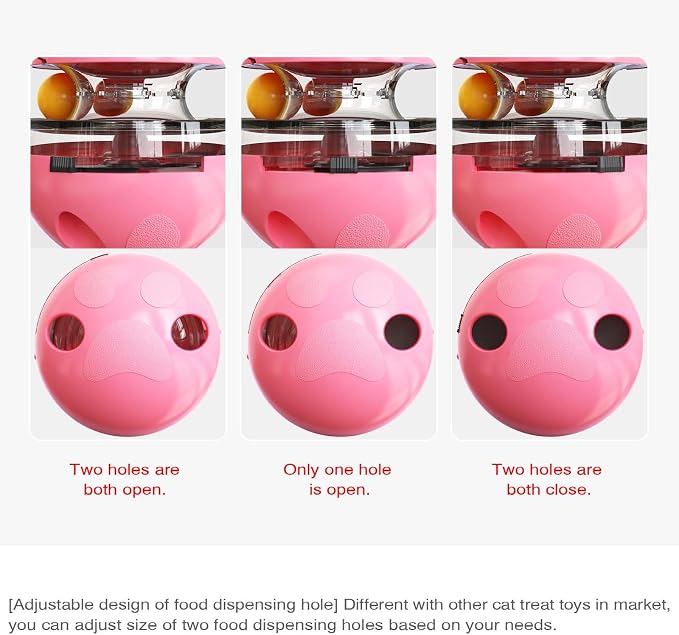 Interactive Cat Toy for Indoor Cats Wobble Treat Dispenser Ball (Pink)