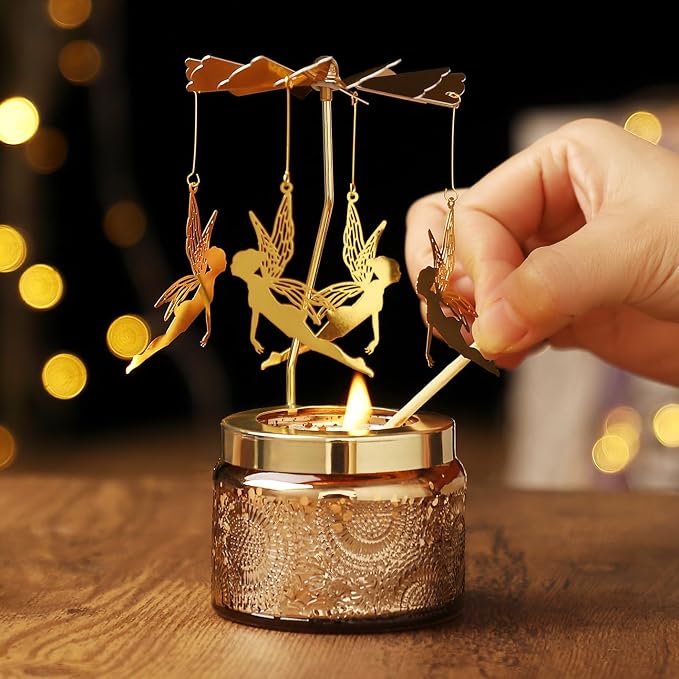 Girl with Wings Rotating Candle, Gifts for Women Mom Daughter Sister Wife | Birthday Gifts for Women Friendship, Unique Scented Candle Gift for Christmas Anniversary Mothers Day