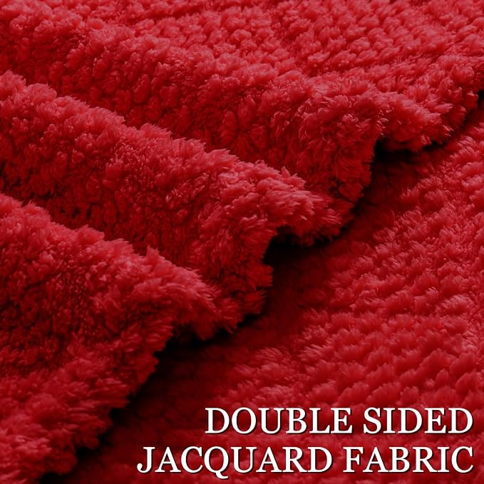 Whale Flotilla Soft Fleece Throw Blanket for Couch, Red | Jacquard Waffle Blankets for Home Decor, Lightweight and Cozy, All Season Suitable, 50x60 Inch