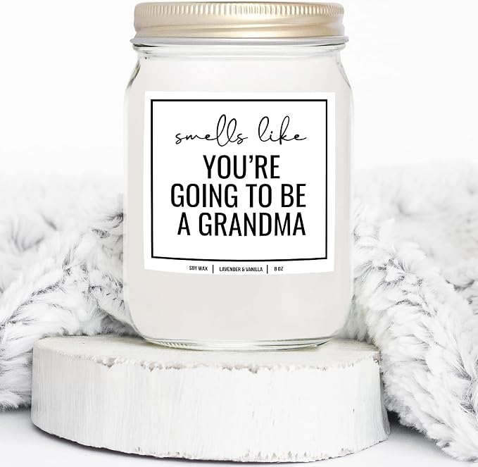 You Nique Designs First Time Grandma Gifts, Pregnancy Announcement for Grandparents, Grand Baby Announcement for Parents, Promoted to Grandma Scented Soy Candles for Women,8 oz (Lavender & Vanilla)