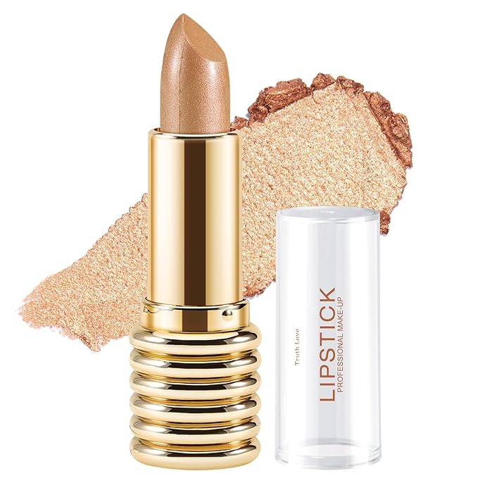 Boobeen Glitter Lipstick for Women Metallic Lip Stick Sparkling Shine Lip Makeup, Bold Smooth Lip Color High Pigment Long Lasting, Creamy Lipstick Full Coverage