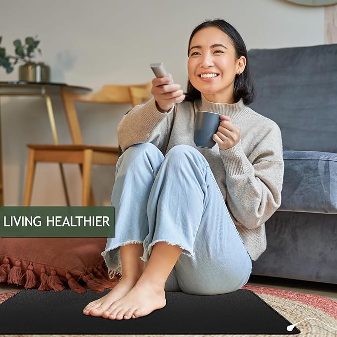 Grounding Mat,35.4x23.6 inches,Reconnect to The Earth EMF Recovery,for Foot Therapy,Carbon Fiber Universal Grounding Mat for Feet,Improve Energy,Sleep Assist and Helps with Anxiety