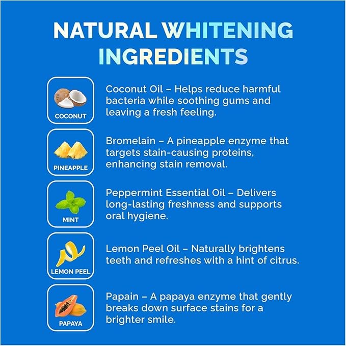 Teeth Whitening Strips for Sensitive Teeth and Gums - Peroxide Free and Enamel Safe with Coconut Oil for Whiter Teeth - 7-Day Treatment White Strips with Non-Slip and Dry-Strip Technology