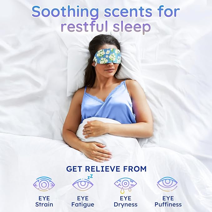 BLOOMORA 16 Pack Steam Eye Mask Variety Set Lavender Chamomile Jasmine and Unscented, Heated Eye Masks for Dry Eyes Puffiness and Relaxation, Self Heating Warm Compress for Sleep and Travel