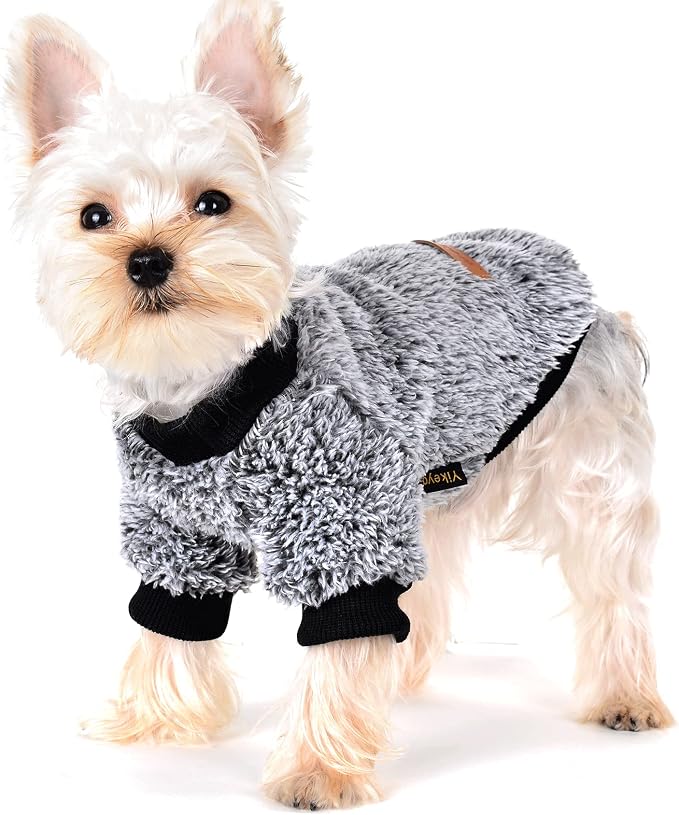 XS Dog Sweater Small Pet Clothes Soft Thickening Warm Pup Dogs T-Shirt Winter Puppy for Male Female Chihuahua (XS, Black)